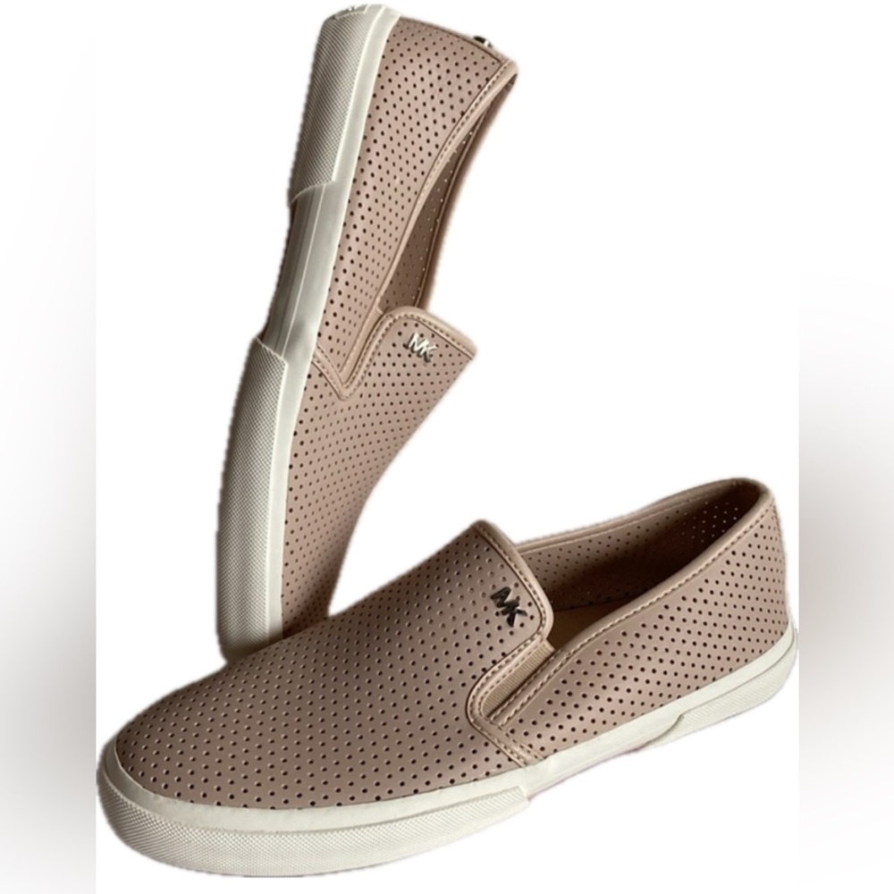 Michael Kors Keaton Shoes Blush Pink Perforated Leather Slip On Flats - …